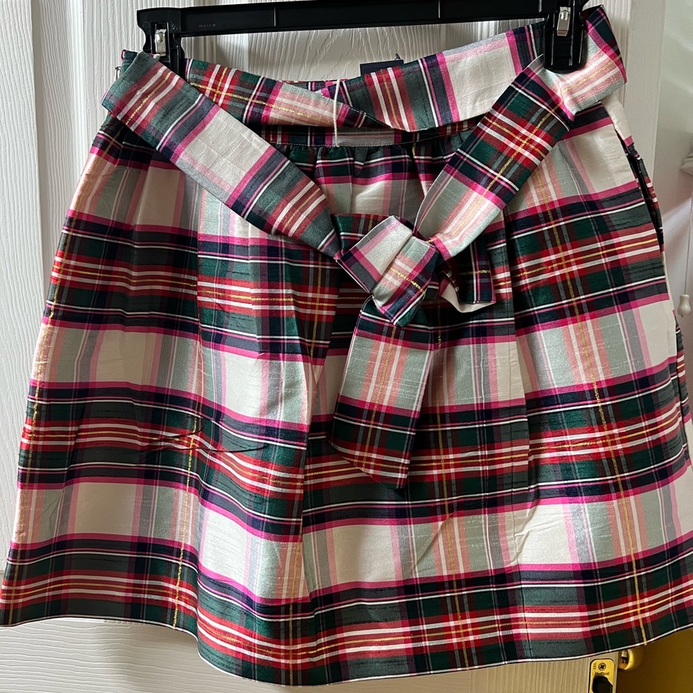 Crown & Ivy A-Line Plaid Skirt with Tie Front size 10P NWT